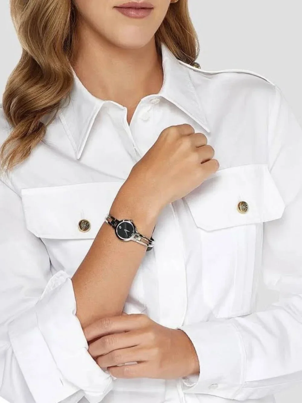 BRAND NEW Movado Amorosa Diamond Silver Tone Black Dial Watch w/Box (SRP $995)